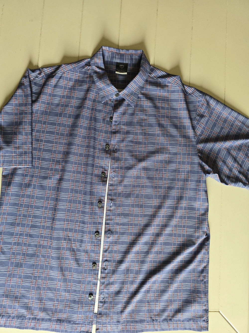 Nike Blue Plaid Short Sleeve Button-Down Shirt- Golf
